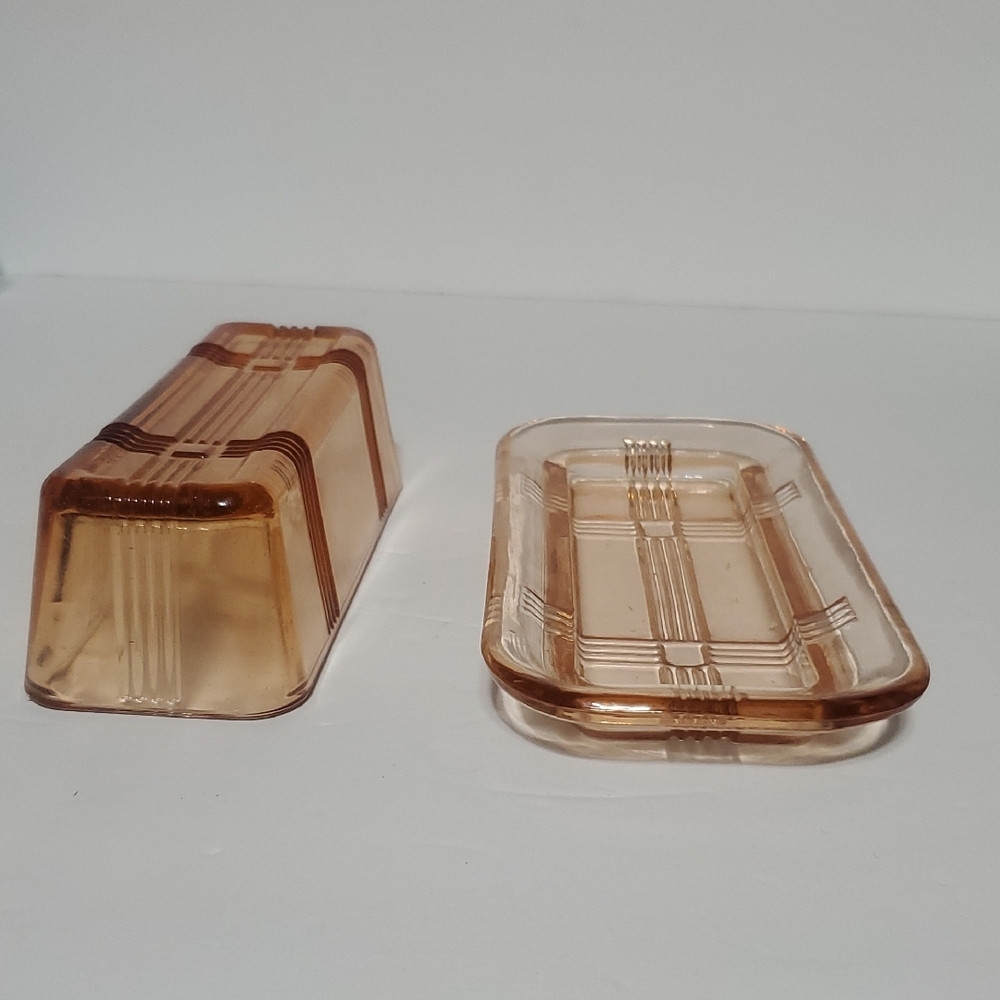 Amber Glass Butter Dish - Picture 3 of 6